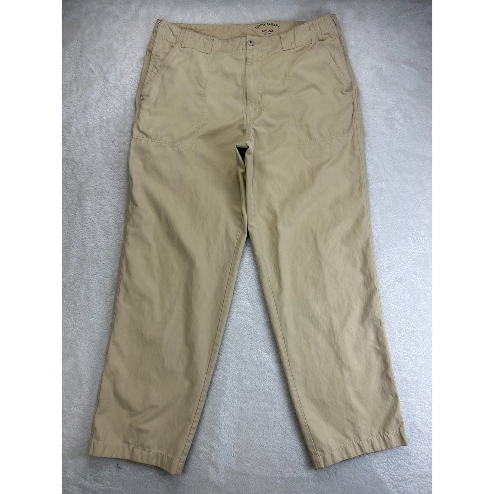 Tommy Bahama Relax Chino Pants Mens 38 Khaki Silk Blend Comfort Waist Mid Rise